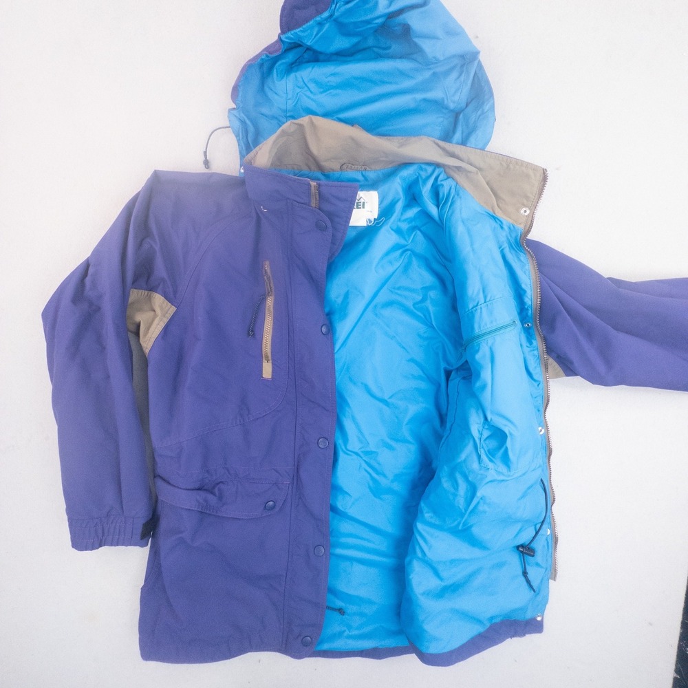 Vintage REI Purple Hooded Mountain Parka Jacket Women Medium Retro Gorpcore